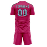 Custom Pink Light Blue Soccer Jersey