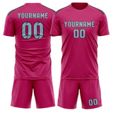 Custom Pink Light Blue Soccer Jersey
