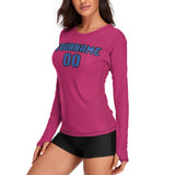 Custom Pink Sky Blue Women's Long-Sleeve Shirt