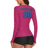 Custom Pink Sky Blue Women's Long-Sleeve Shirt