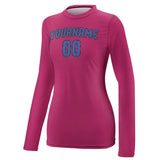 Custom Pink Sky Blue Women's Long-Sleeve Shirt
