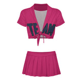 Custom Pink Blue Cheerleading Uniform Set