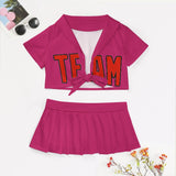 Custom Pink Orange Red Cheerleading Uniform Set