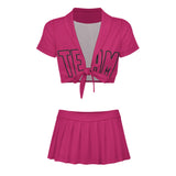 Custom Pink Pink Cheerleading Uniform Set
