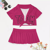 Custom Pink Pink Cheerleading Uniform Set