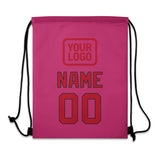 Custom Pink Red Drawstring Bag