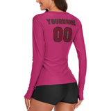 Custom Pink Crimson Red Women's Long-Sleeve Shirt