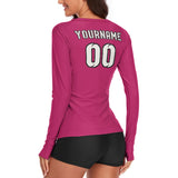 Custom Pink White Women's Long-Sleeve Shirt