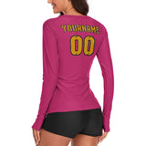 Custom Pink Yellow Women's Long-Sleeve Shirt