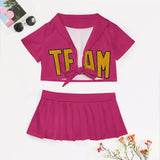 Custom Pink Yellow Cheerleading Uniform Set