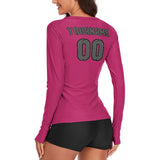 Custom Pink Dark Grey Women's Long-Sleeve Shirt