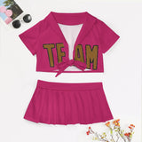 Custom Pink Khaki Cheerleading Uniform Set