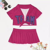 Custom Pink Light Purple Cheerleading Uniform Set