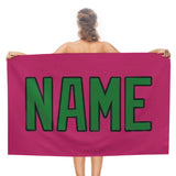 Custom Pink Emerald Green Beach Towel