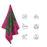 Custom Pink Emerald Green Beach Towel
