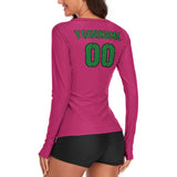 Custom Pink Emerald Green Women's Long-Sleeve Shirt