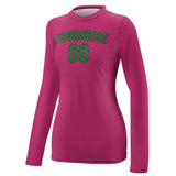 Custom Pink Emerald Green Women's Long-Sleeve Shirt