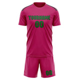 Custom Pink Emerald Green Soccer Jersey