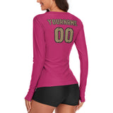 Custom Pink Light Khaki Women's Long-Sleeve Shirt