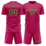 Custom Pink Light Khaki Soccer Jersey