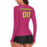 Custom Pink Light Yellow Women's Long-Sleeve Shirt