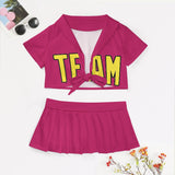 Custom Pink Light Yellow Cheerleading Uniform Set