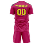 Custom Pink Light Yellow Soccer Jersey