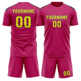 Custom Pink Light Yellow Soccer Jersey