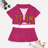 Custom Pink Orange Cheerleading Uniform Set