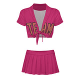Custom Pink Copper Rose Cheerleading Uniform Set