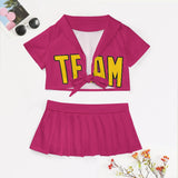 Custom Pink Gold Cheerleading Uniform Set