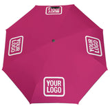 Custom Pink White Automatic Umbrella