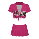 Custom Pink Olive Cheerleading Uniform Set