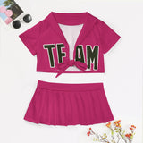 Custom Pink Olive Cheerleading Uniform Set