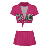 Custom Pink Green Cheerleading Uniform Set
