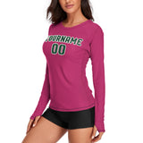 Custom Pink Green Women's Long-Sleeve Shirt