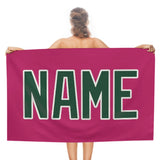 Custom Pink Green Beach Towel