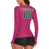 Custom Pink Green Women's Long-Sleeve Shirt