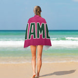 Custom Pink Green Beach Towel