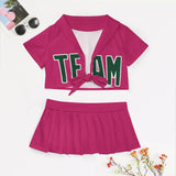 Custom Pink Green Cheerleading Uniform Set