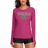 Custom Pink Dark Green Women's Long-Sleeve Shirt