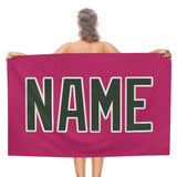 Custom Pink Dark Green Beach Towel