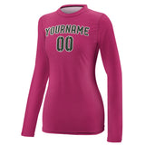 Custom Pink Dark Green Women's Long-Sleeve Shirt
