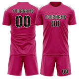 Custom Pink Dark Green Soccer Jersey