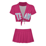 Custom Pink Light Blue Cheerleading Uniform Set