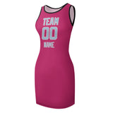 Custom Pink Light Blue Sleeveless Vest Dress