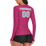 Custom Pink Light Blue Women's Long-Sleeve Shirt