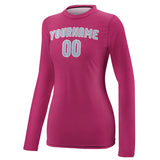 Custom Pink Light Blue Women's Long-Sleeve Shirt