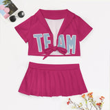 Custom Pink Light Blue Cheerleading Uniform Set