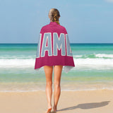 Custom Pink Light Blue Beach Towel